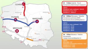 Ile zapłacimy za przejazd autostradami A1,A2 i A4